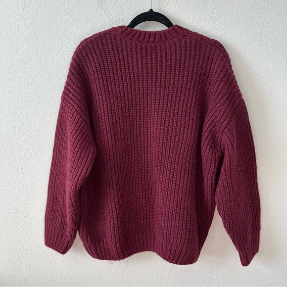 ANINE BING Sydney Crew Signature Sweater In burgundy SZ S - Picture 8 of 9